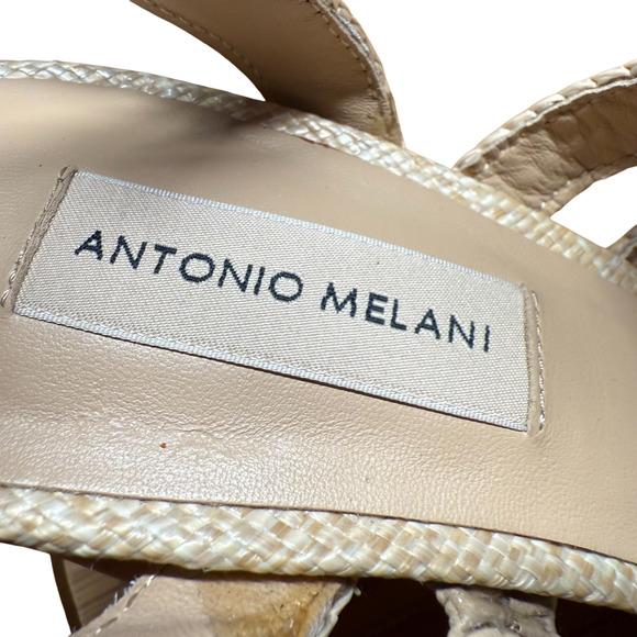 ANTONIO MELANI Gwindolin Women's 9 T-Strap Raffia Dress Sandals Pink Combo Shoes - Picture 15 of 16